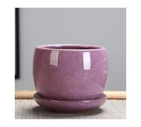 NingBright Macetas Divertidas Olla de cerámica con Hielo Agrietado, Flor esmaltada, Planta suculenta, Cactus, bonsái, contenedor Decoración para el Porche(Blue)