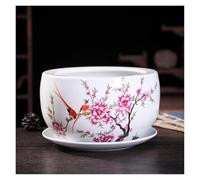 NingBright Macetas Divertidas Uso de cerámica Pintado a Mano del jardín la Maceta Estilo China Las Plantas con el florero Bandeja Goteo Decoración para el Porche(G,25 * 14CM)