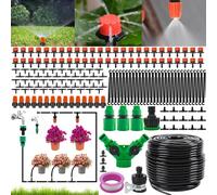 NINGESHOP Sistema de Riego Jardín,201 PCS Sistema de Riego por Goteo,50 M Kit Riego por Goteo,Micro Riego Sistema de Riego Automático con Ajustable Boquilla y Gotero para Jardin,Invernadero,Césped