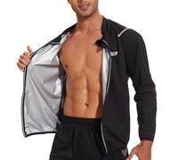 NINGMI Chaqueta de sauna para hombre, sudadera de manga larga, camisa de sauna, con cremallera, para entrenamiento, adelgazante, fitness, Versión mejorada en negro, X-Large