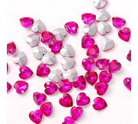 NingPower 100 Piezas Diamantes De Imitación En Forma De Corazón, Artificiales Cristales Gemas Con Base Puntiaguda, Pedrería para Proyectos De Manualidades, Accesorios De Coser, Rojo Rosa, 6mm