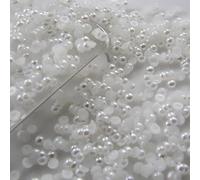 NingPower 20000 Piezas Perlas Artificiales Semicirculares Con Parte Trasera Plana, Pequeñas Cuentas para Manualidades, Bodas, Decoración Del Hogar, Arte De Uñas, Blanco, 1,5mm