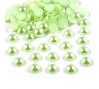 NingPower 20000 Piezas Perlas Artificiales Semicirculares Con Parte Trasera Plana, Pequeñas Cuentas para Manualidades, Bodas, Decoración Del Hogar, Arte De Uñas, Verde Claro, 4mm