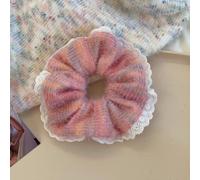 NingPower Gomas Del Pelo Con Borde De Encaje 4 Piezas, Soportes Para Cola De Caballo Elásticos Cabello Para Mujer, Bandas Elásticas Para Cabello Largo, Rosa