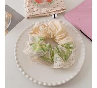 NingPower Gomas Del Pelo Con Empalme De Encaje 2 Piezas, Soportes Para Cola De Caballo Elásticos Cabello Para Mujer, Cintas Para Cabello Grandes Para Cabello Largo, Verde