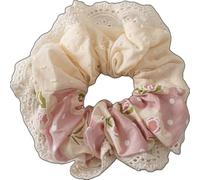 NingPower Gomas Del Pelo Con Empalme De Encaje 2 Piezas, Soportes Para Cola De Caballo Elásticos Cabello Para Mujer, Cintas Para Cabello Grandes Para Cabello Largo, Rosa