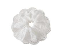 NingPower Gomas Del Pelo De Encaje Blanco De Doble Capa 2 Piezas, Soportes Para Cola De Caballo Corbatas Para Cabello Para Mujer, Bandas Para Cabello Grandes Para Cabello Largo