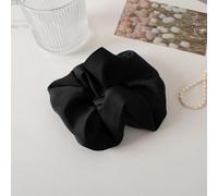 NingPower Gomas Del Pelo De Satén 4 Piezas, Soportes Para Cola De Caballo Elásticos Cabello Para Mujer, Cintas Para Cabello Grandes De Color Sólido Para Cabello Largo,Negro