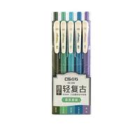 NINGSA Bolígrafos de gel retráctiles de secado rápido de tinta vintage de color de punta fina de 0.5 mm para colorear de adultos, diario de viñetas, planificador, garabatos, notas, paquete de 5 (serie