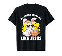 Ningún Conejito me ama como Jesús Conejo de Pascua Cristiano Camiseta