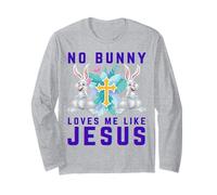 Ningún conejito me ama como Jesús gracioso Cristiano Pascua Cristo Manga Larga