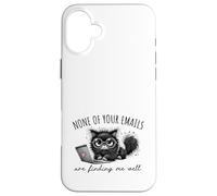 Ninguno de Tus Correos electrónicos me están encontrando Bien Funny Cat Office Carcasa para iPhone 16 Plus