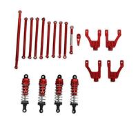 Ningyiyan para enlaces de dirección de la barra de extracción de automóviles RC RC, para el rastreador de escala 1:12, el conjunto de amortiguadores, piezas de modificación (Rojo)