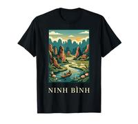 Ninh Binh Vietnam River Karst Paisaje Ilustración Camiseta