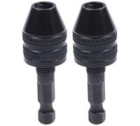 Niniang 2X 0.3-3.6mm Impact Chuck Destornillador Keyless Llave Adaptador 1/4 pulgadas Negra Drill