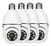 Niniang 4 piezas bombilla cámara de seguridad al aire libre 2.4G WiFi de luz cámara de seguridad cámara de seguridad bombilla exterior cámaras