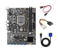 Niniang B250C - Placa base con cable IDE de 4 a SATA + cable HD a VGA + cable SATA 12 ranuras GPU PCIE a USB3.0 LGA1151