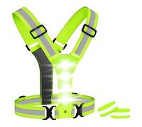 Niniang - Chaleco de seguridad LED de alta visibilidad con 2 bandas reflectantes, para ciclismo, correr y correr