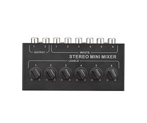 Niniang CX600 Mini Langer Pasivo Estéreo 6 Canales Enlazador Audio Portátil 6 en 2 Salidas Distribuidor Estéreo Control de Volumen