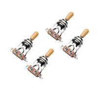 Niniang Métrico 3 vías corto derecha guitarra pickup interruptor interruptor para guitarra eléctrica Lp piezas, plata y beige (paquete de 4)