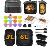 Ninipie 28 Piezas Airfryer Molde de Silicona Set de Accesorios, para Philips Airfryer Series 3000, NA350 Accesorios Freidora de Aire, para Dual Easy Fry 5.2/3.1L, Moldes Airfryer, NA350 Airfryer Liner