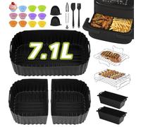 Ninipie 28 Piezas Molde Silicona Accesorios Freidora de Aire para Philips Dual Basket Air Fryer Serie 1000 7.1L, Reutilizable Molde Silicona Airfryer Liners para Philips Dual Basket (NA154/00)