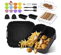 Ninipie 29 Piezas Accesorios Freidora de Aire, Para Molde de Silicona Para Freidora de Aire Cosori 5,5L/6L, Bandeja Air Fryer Para Philips 6.2L NA230, Recipiente Airfryer Para Ninja AF180EU/Cecotec 6L