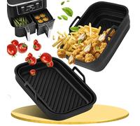 Ninipie 2PCS Molde Silicona Freidora de Aire Recipiente Air Fryer Plegables Accesorios Airfryer, Bandeja Silicona Air Fryer para Ninja Freidora de aire Foodi MAX 9,5L AF400EU SL400EUCP AF500EUCP 10.4L