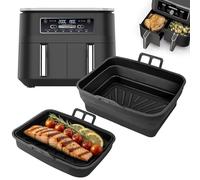 Ninipie 2PCS Plegables Molde Silicona Freidora de Aire para Ninja Foodi Max AF300EU AF400EU 7,6L-9,5L Bandeja Silicona Accesorios Freidora de Aire para Ninja Double Stack XL Freidora 9.5L SL400EU