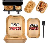 Ninipie Para Philips 3000 Serie 6L/3L Papel de Horno Airfryer, 150 PCS Accesorios Freidora de Aire Philips Airfryer Serie 5000, Bandeja Air Fryer Para Freidora de Aire Philips NA350/Tefal 5.2L/3.1L