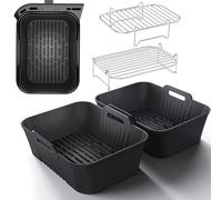 Ninja Accesorio para freidora de aire | HONYAO 4 Piezas Moldes Silicona Freidora de Aire Rejillas para Freidora de Aire para Cecotec 9L, Cosori 8,5L-10L, Ninja 7,6L-9,5L, y otras Air Fryer Doble Zona