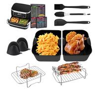 Ninja Air Fryer Accesorios, 10 Pieces Accesorios para Freidora de Aire para Ninja Foodi FlexDrawer Dual Zone AF500EU 10,4 L Incluye 2 Moldes de Silicona de 5,2 L, Parrilla y Otros