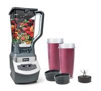 Ninja Bl660 - Batidora profesional para encimera con base, 1100 vatios, jarra trituradora de 2 l de capacidad total y (2) vasos de 0,4 l para bebidas frías y batidos, color gris