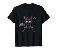 Ninja Cat Gato Samurai Japonés Cool Anime Kawaii Catzilla Camiseta