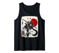 Ninja Cat Reading Book Lover Japanese Sumi-e Art Camiseta sin Mangas
