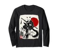 Ninja Cat Reading Book Lover Japanese Sumi-e Art Manga Larga