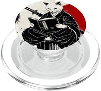 Ninja Cat Reading Book Lover Japanese Sumi-e Art PopSockets PopGrip para MagSafe