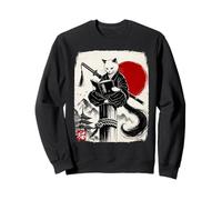 Ninja Cat Reading Book Lover Japanese Sumi-e Art Sudadera