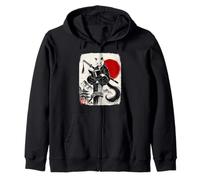 Ninja Cat Reading Book Lover Japanese Sumi-e Art Sudadera con Capucha