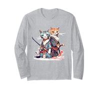 Ninja Cats Pareja Anime Japonés con Samurai Katana Manga Larga