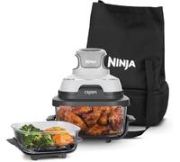Ninja CRISPi Freidora de aire portátil, 3,8 L y 1,4 L, 4 en 1: Freír con aire, Asar, Mantener la temperatura, Dorar. Compacta, 2 recipientes de cristal extraíbles y tapas, 1700 W Blanco FN102EU
