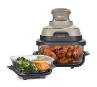 Ninja CRISPi, Freidora de Aire Portátil 4 en 1, 3,8L, Piedra/Dorado | Freír con Aire, Asar, Mantener Caliente y Gratinar, Incluye 2 Recipientes de Vidrio Extraíbles y Tapas - FN101EUSTGD