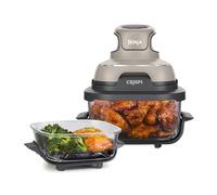 Ninja CRISPi, Freidora de Aire Portátil 4 en 1, 3,8L, Piedra | Freír con Aire, Asar, Mantener Caliente y Gratinar, Compacta, 2 Recipientes de Vidrio Extraíbles y Tapas, 1700 W - FN101EUST