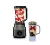 Ninja CrushBOSS Batidora estándar y de vaso portátil 2 en 1, 1200 W, SmoothSense, 3 preajustes inteligentes, jarra XL 2,1 l, vaso de viaje BlendBOSS 710 ml, tritura hielo, ónice, LB301EUBK