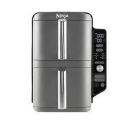 Ninja Double Stack XL Freidora de aire, 9,5 l, Doble cesta vertical, 4 niveles de cocción, 2 cestas y 2 rejillas, diseño para ahorrar más espacio, 6 funciones de cocción, 8 porciones, en gris, SL400EU