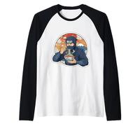 Ninja Eating Ramen Noodles Lover Traditional Japanese Art Camiseta Manga Raglan
