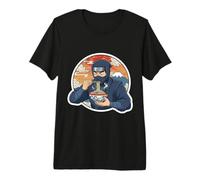 Ninja Eating Ramen Noodles Lover Traditional Japanese Art Camiseta Premium