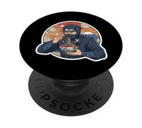 Ninja Eating Ramen Noodles Lover Traditional Japanese Art PopSockets PopGrip Adhesivo