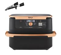 Ninja Foodi FlexDrawer Freidora de Aire Dual Zone, 10.4L, Air Fryer, 7 en 1, Freidora sin Aceite con 2 Cestas y Divisor Extraíble, Asa, Hornea, Frie, Pinzas Incluídas, Negro y Cobre, AF500EUCP