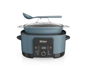 Ninja Foodi PossibleCooker 8 l, multifunción 8 en 1, antiadherente, rejilla vapor, cucharón, tapa de vidrio, olla eléctrica para cocinar, vapor, sellar, hornear, 8 raciones, gris sal marina, MC1001EU